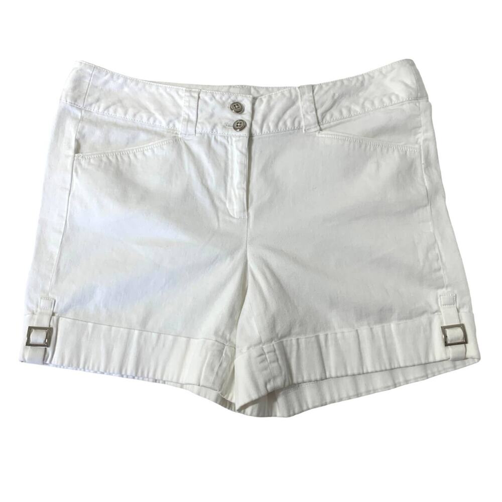 WHITE HOUSE BLACK MARKET White Button Fly Cargo Shorts Size 4